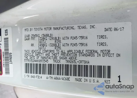 2017 Toyota Tacoma Sr из США, поврежденный, VIN 5TFRX5GN4HX093545